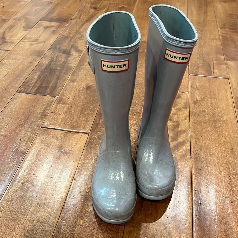 HUNTER Rain Boots. Blue Glitter